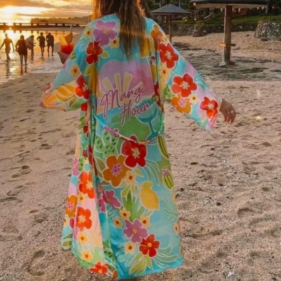 NWT SPELL & The Gypsy Margi Hour Maxi Robe Kimono Duster Titti Fruitti Size M/L